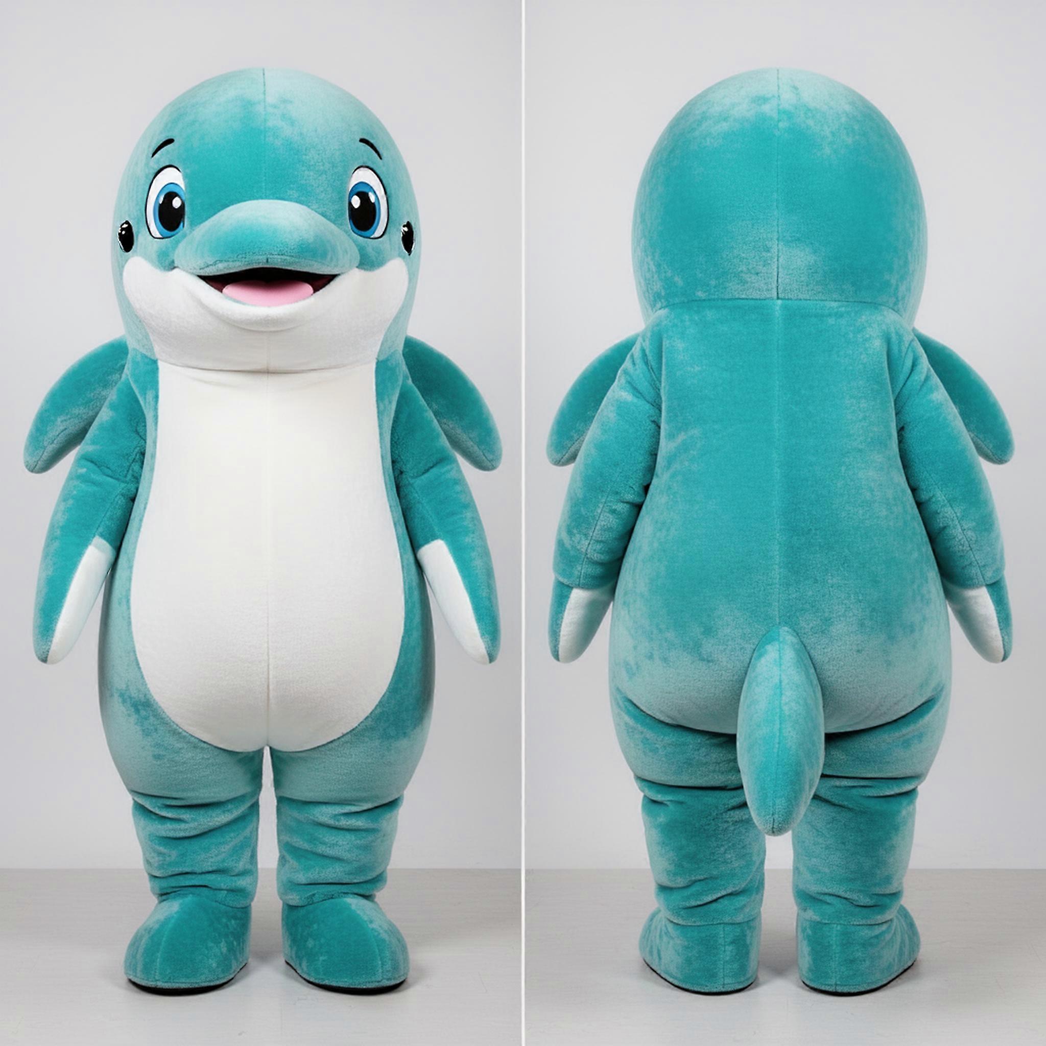 MASTICOT Teal Smiling Beluga Whale Mascot