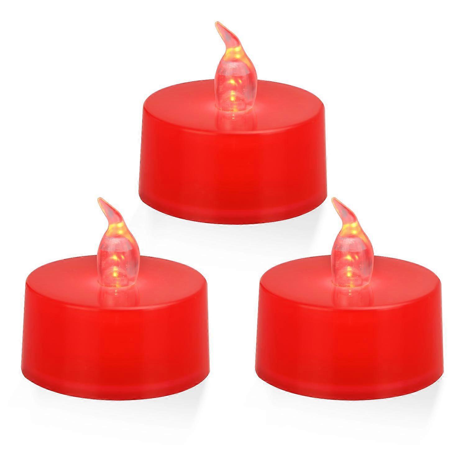 12 Pack LED Tea Lights, Red Light, Red Base