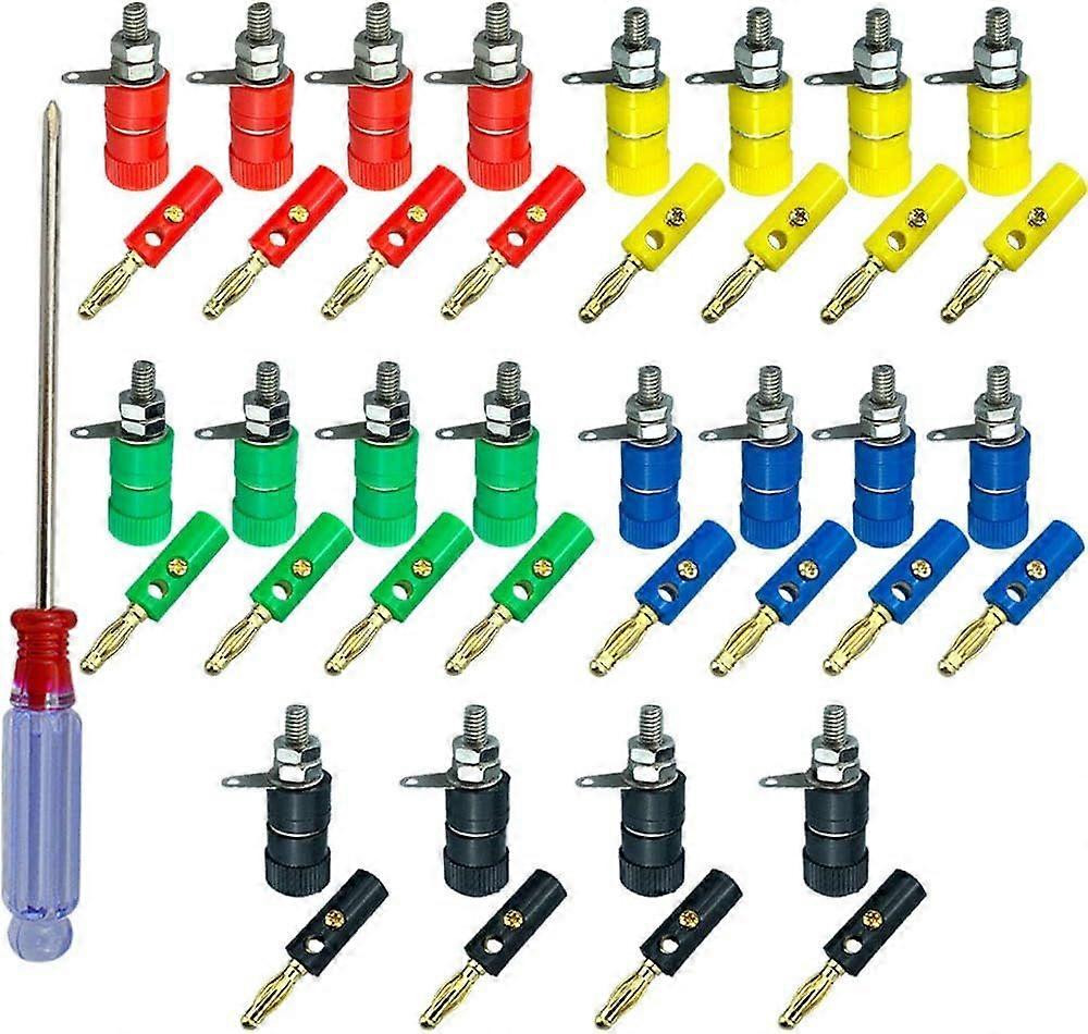40Pcs 4mm Banana Plug Socket Kit with Binding Posts for Audio Amplifiers