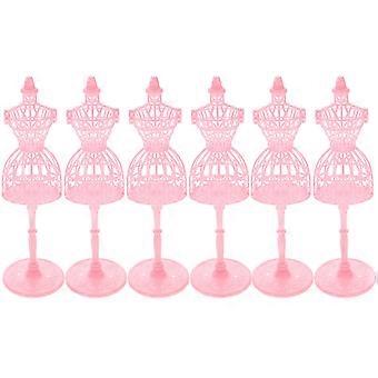Suporte para Vestidos de Boneca, Manequim em Miniatura para Exibição, 24 Peças, Porta-Roupas de Boneca Rosa