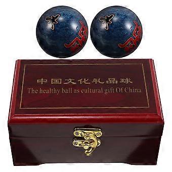 Blue Hand Exercise Massage Balls for Hand Fitness 2Pcs Portable Set