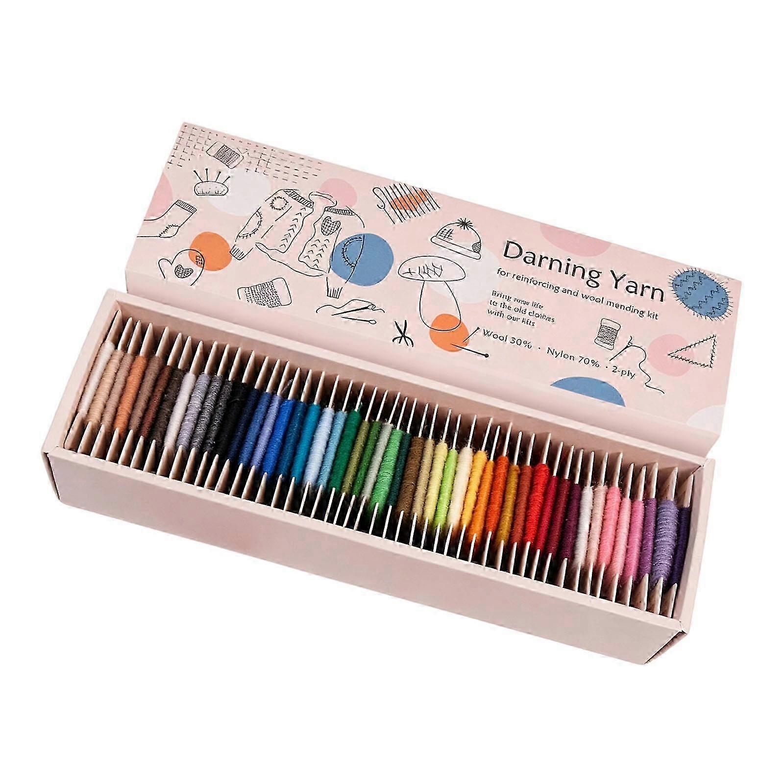 48-Color Wool Nylon Darning Yarn Set