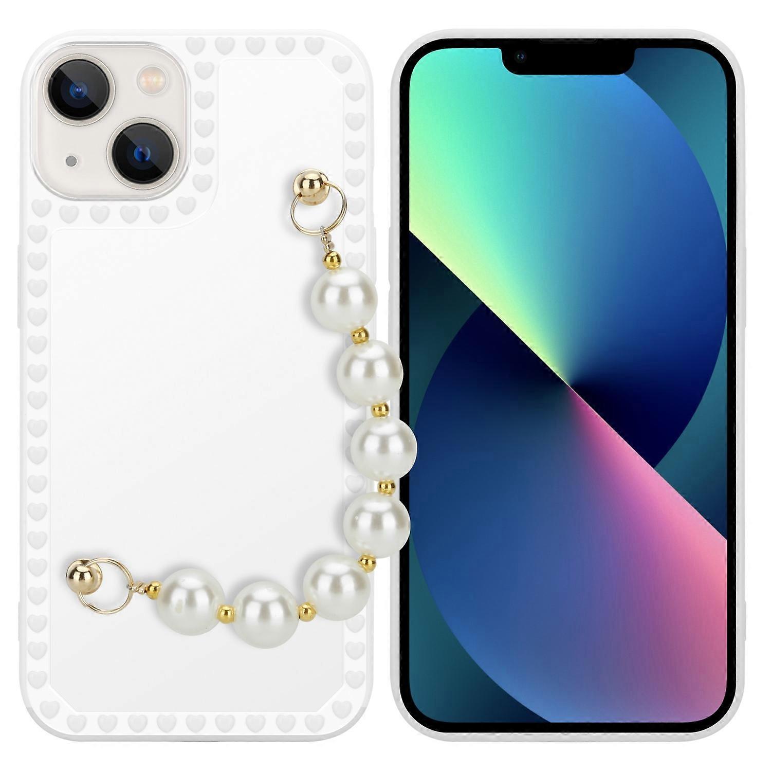 TPU protective case compatible with iPhone 13 MINI with pearl chain