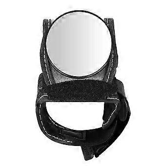 Espelho retrovisor de segurança para o pulso de bicicleta, ajustável e giratório em 360°, com lente de grande angular, cor preta, peso: 60g.