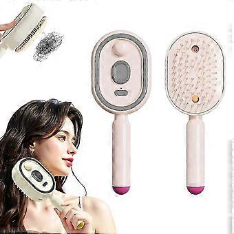 Electric Mist Spray Air Cushion Massage Comb, 3-in-1, Detangling, Self-Cleaning, Anti-Static, Scalp Massage, Compatible with hair oil