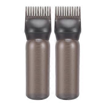 2 juegos de botellas aplicadoras de aceite para el cabello de 160 ml, con boquilla de peine y boquilla puntiaguda. Juego de botellas para tinte de cabello, ideal para salones de belleza. Color: negro.