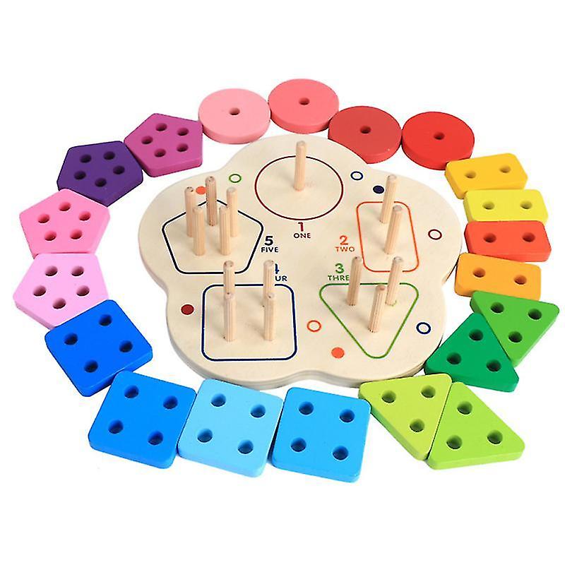 21.7X21.7cm Colorful Toy Playsets 1 Set Geometric Stacker Block Colored Educational Toys Geometry Fi