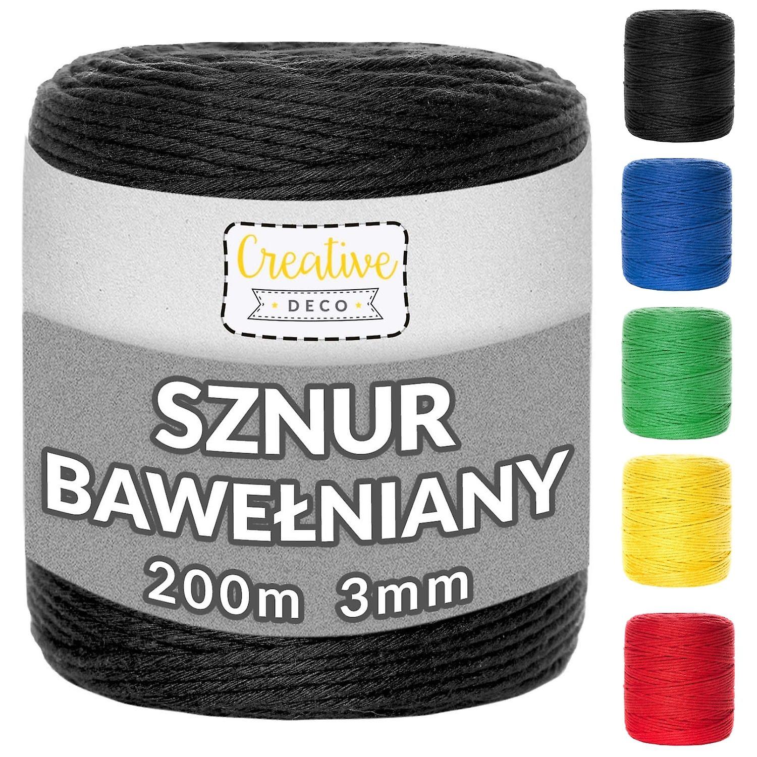 200m Schwarz Makramee Garn 3mm 656 Fuß 15-lagig Schnur