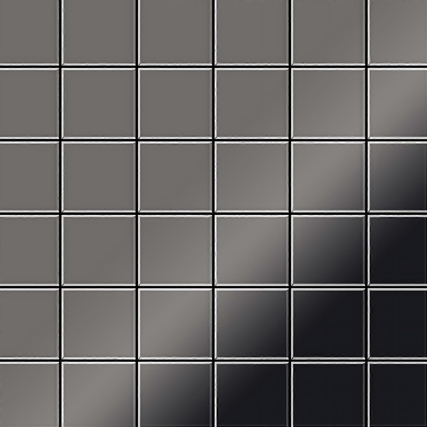 Mosaik Fliese massiv Metall Titan hochglänzend in dunkelgrau 1,6mm stark ALLOY Cinquanta-Ti-SM 0,94 m2