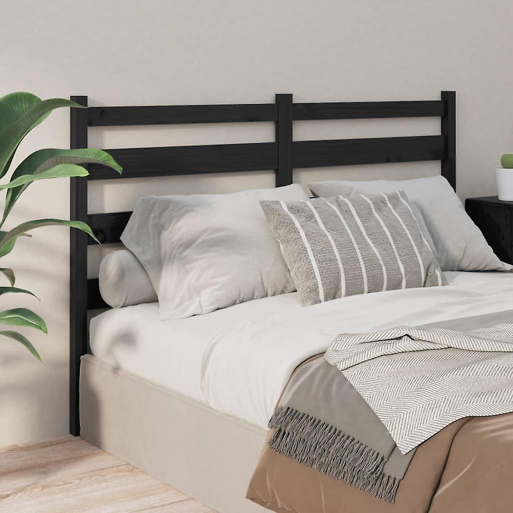 Headboard Black 166x4x100 cm Solid Pine Wood