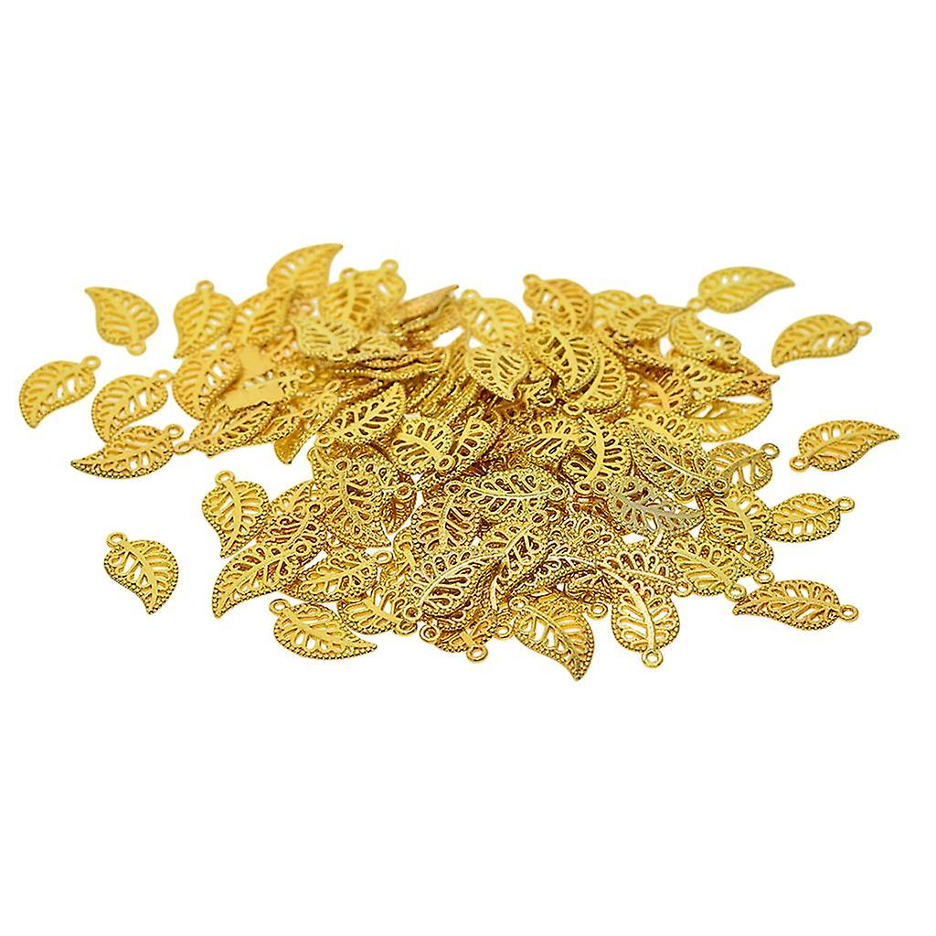 100 Stück filigrane Blatt Charms Anhänger Perlen Schmuck DIY Golden machen