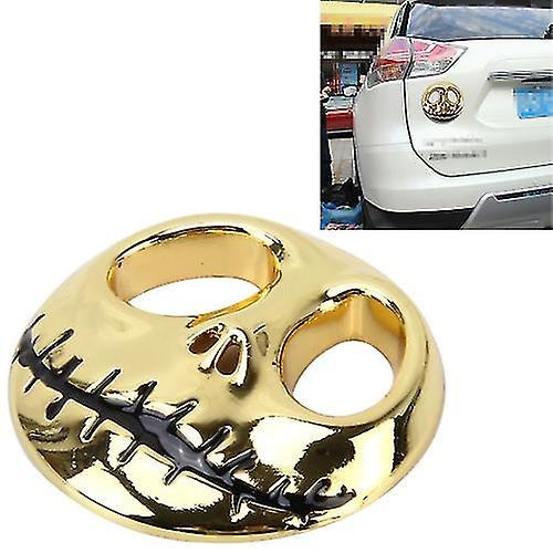 ドクロの形をした車のステッカー3Dメタルファッションカーステッカー(色:ゴールド)