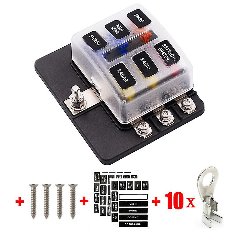 Universal Car 6 Way 8 Way Blade Fuse Terminal Block Auto Track Fuse Holder Box Wiring Power Connector Switch With Light 12v 24v