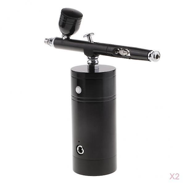 2x Multi-functional Gravity Feed Dual Action Airbrush Air Compressor Kit