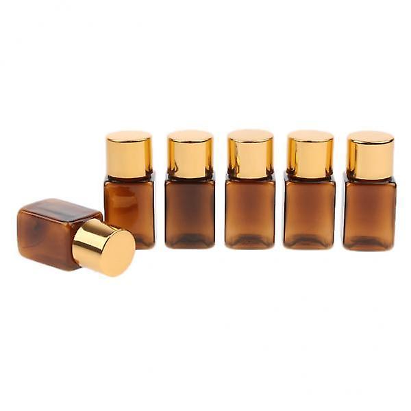 2x6 Pieces Amber Refillable Empty Essential Oil Makeup Bottle 10ml Gold Cap