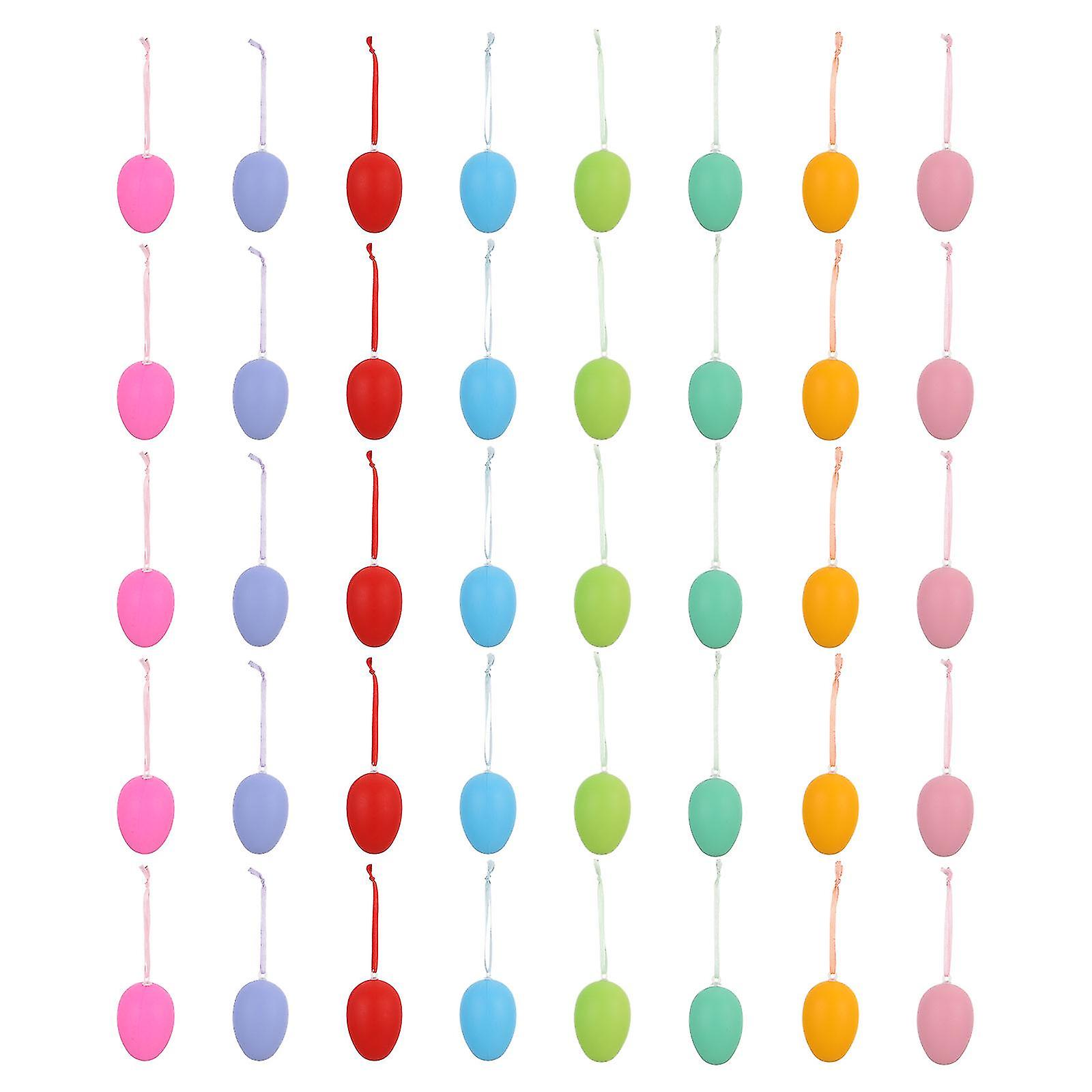 50pcs Easter Egg Decors Easter Party Diy Hand-painted Eggs Pendent Hanging Decor