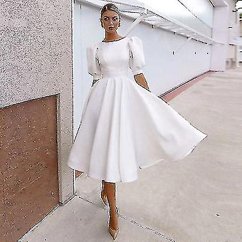Hot New Solid Dresses For Women Short Sleeves A-line Summer White  Bridesmaid Dress | Fruugo UK
