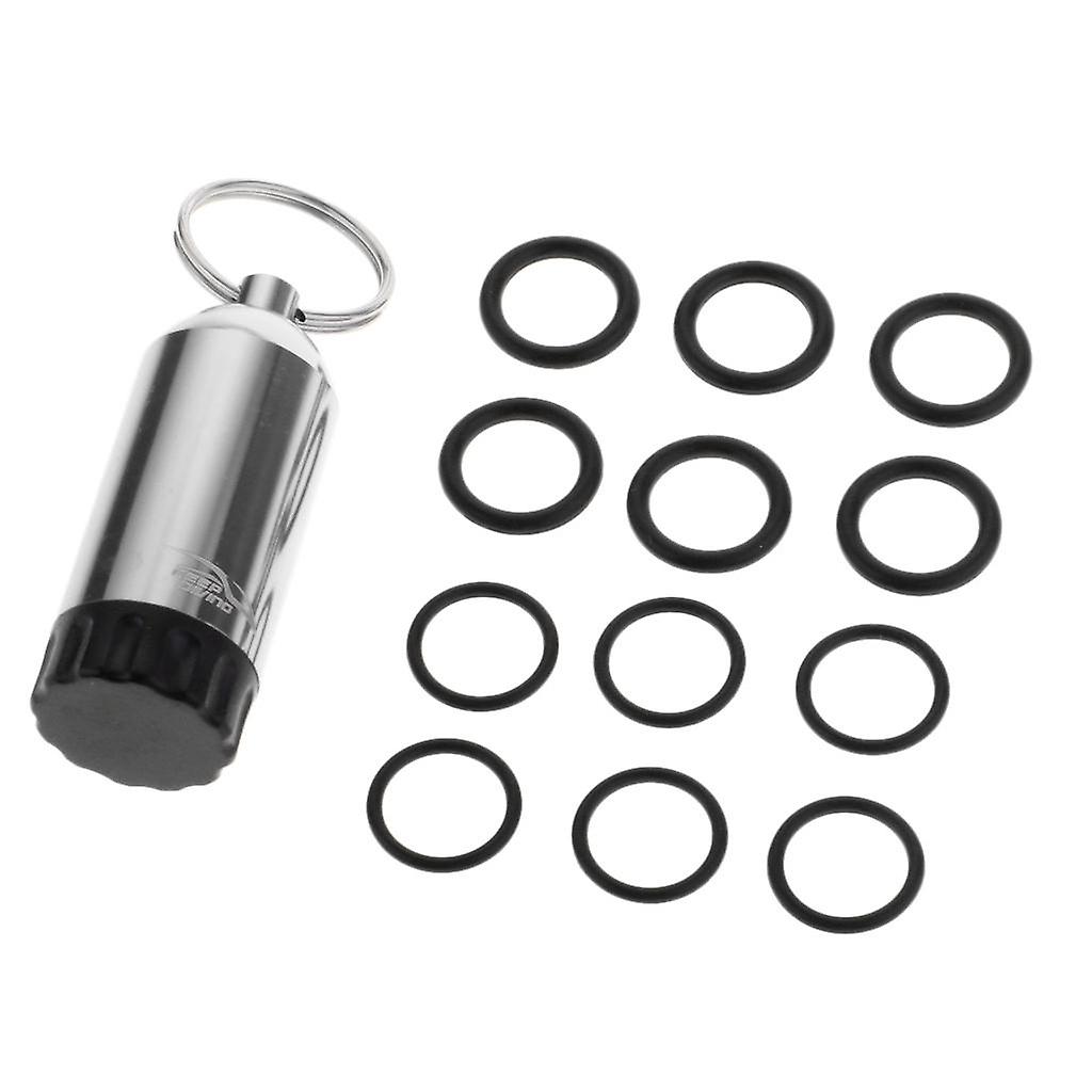 Mini Scuba Diving Tank with 12 O Rings and Brass Pick Dive Key Chain Blue