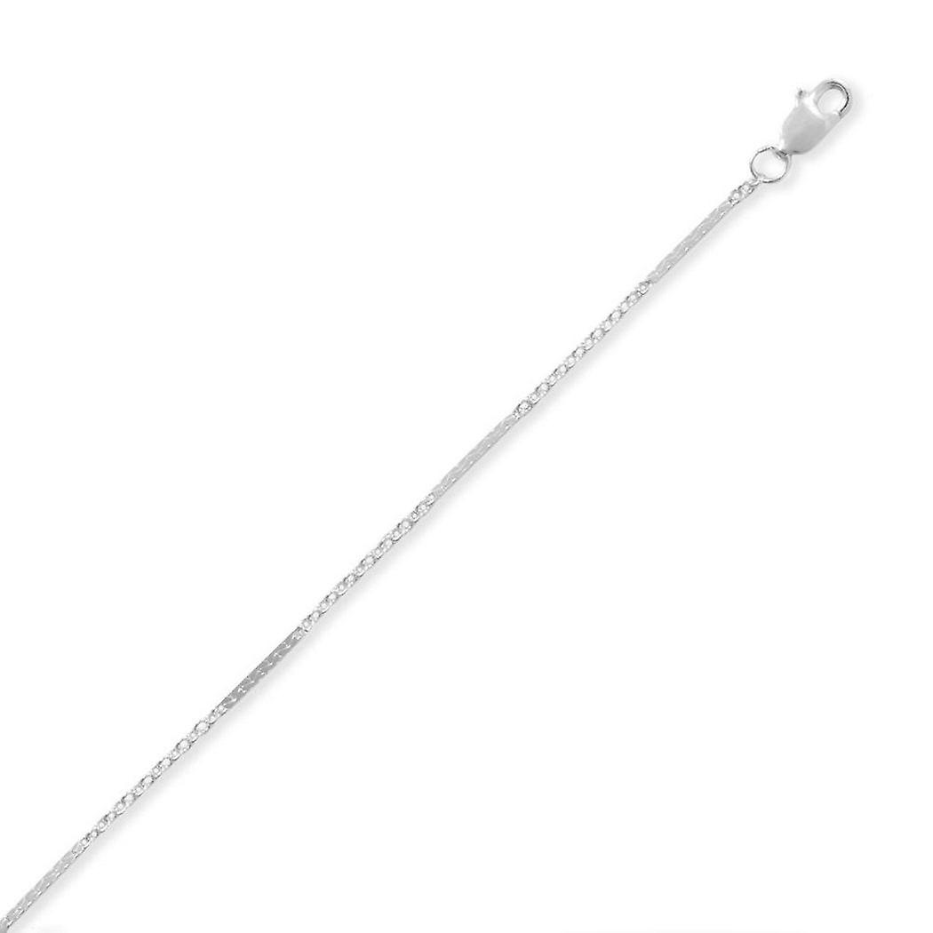 Collier chaîne forçat dentelée en argent sterling 925 1,3 mm a des sections alternées de maillons créant une barre unique de conception lobs