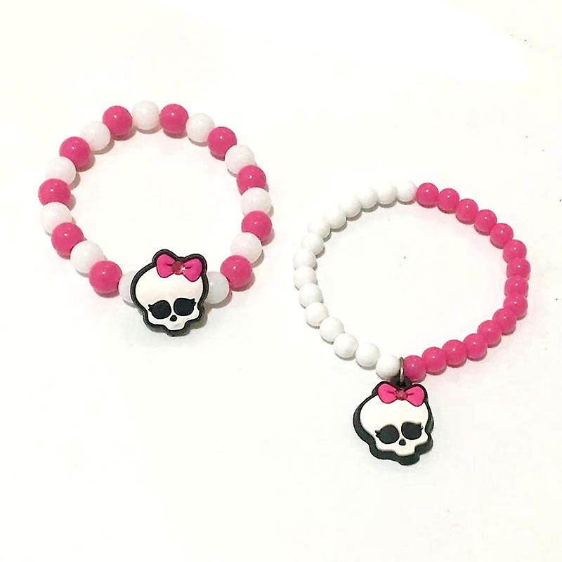 6個モンスターハイ赤と白のビーズブレスレット子供のクリスマス子供の日のギフト女の子のための