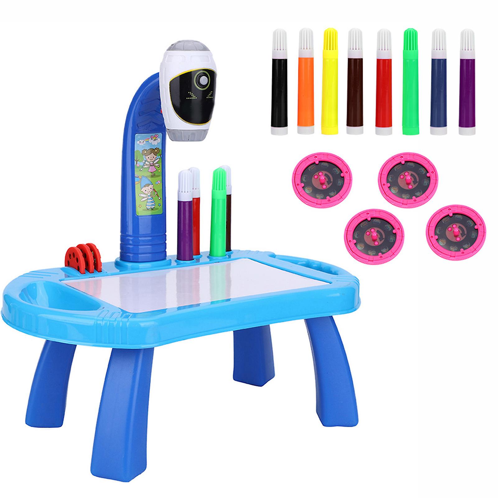 Educational Drawing Toys Set Painting Toy Projector Desk Tablet Learning Toy Tool Gift (Blue)