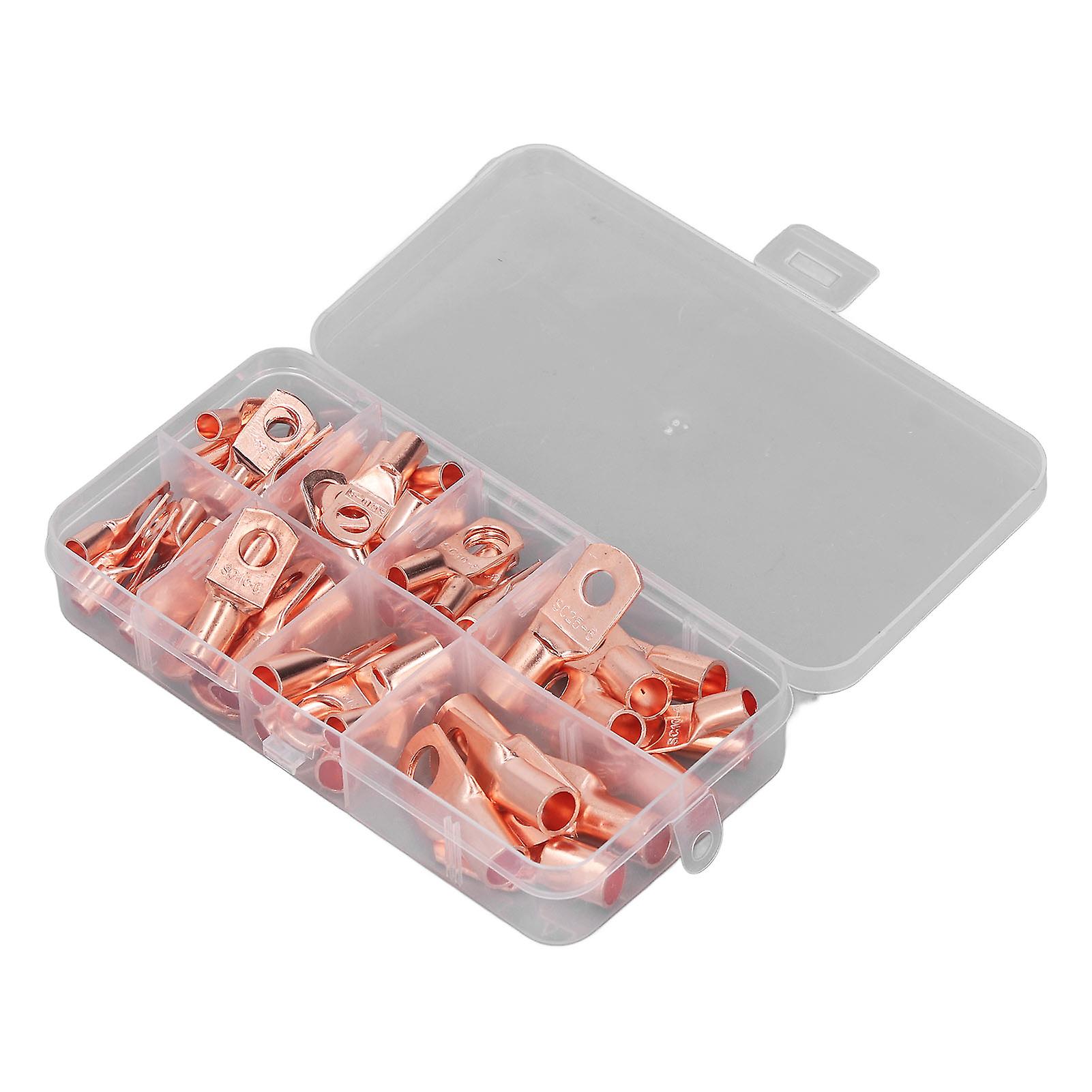 60 Pcs Wire Lug SC6 To 25 Tinned Copper Corrosion Resistance Round Head Ring Terminal Connector 