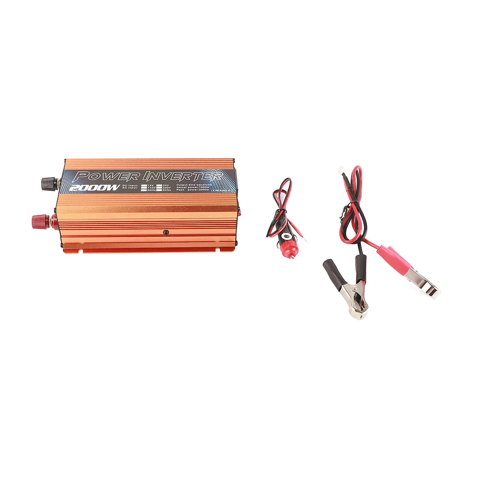 Car Power Inverter Solar Power Universal Aluminum Alloy Low Noise Modified Sine Wave Inverter for Multipurpose Charging 2000W