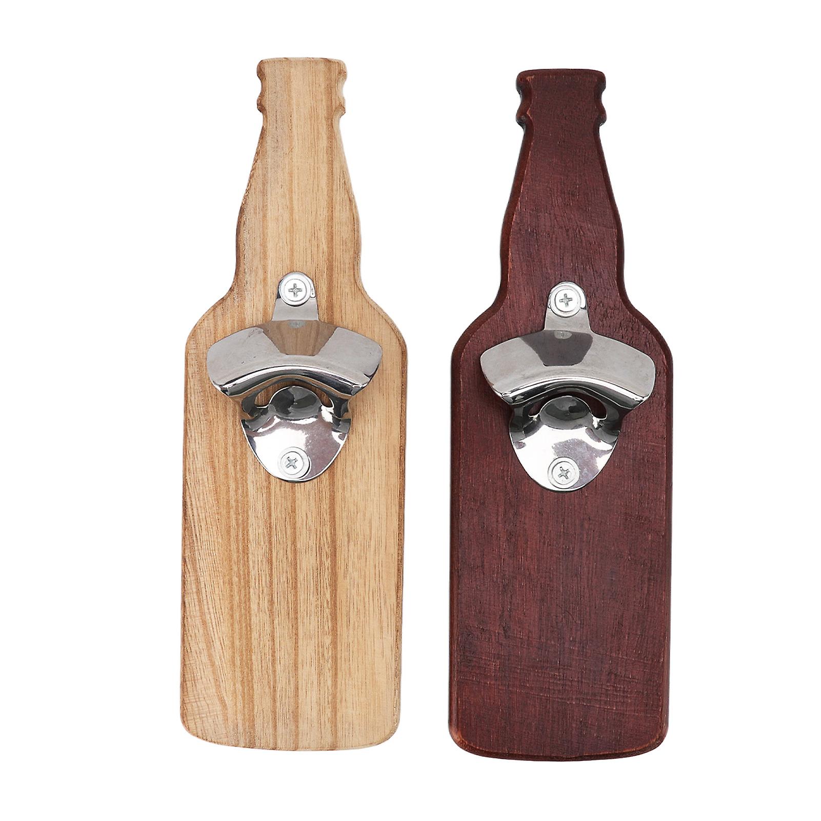 2個のボトルオープナー、ワインレッド、木製、磁気壁、冷蔵庫レンガセメント、木材、金属壁用、
