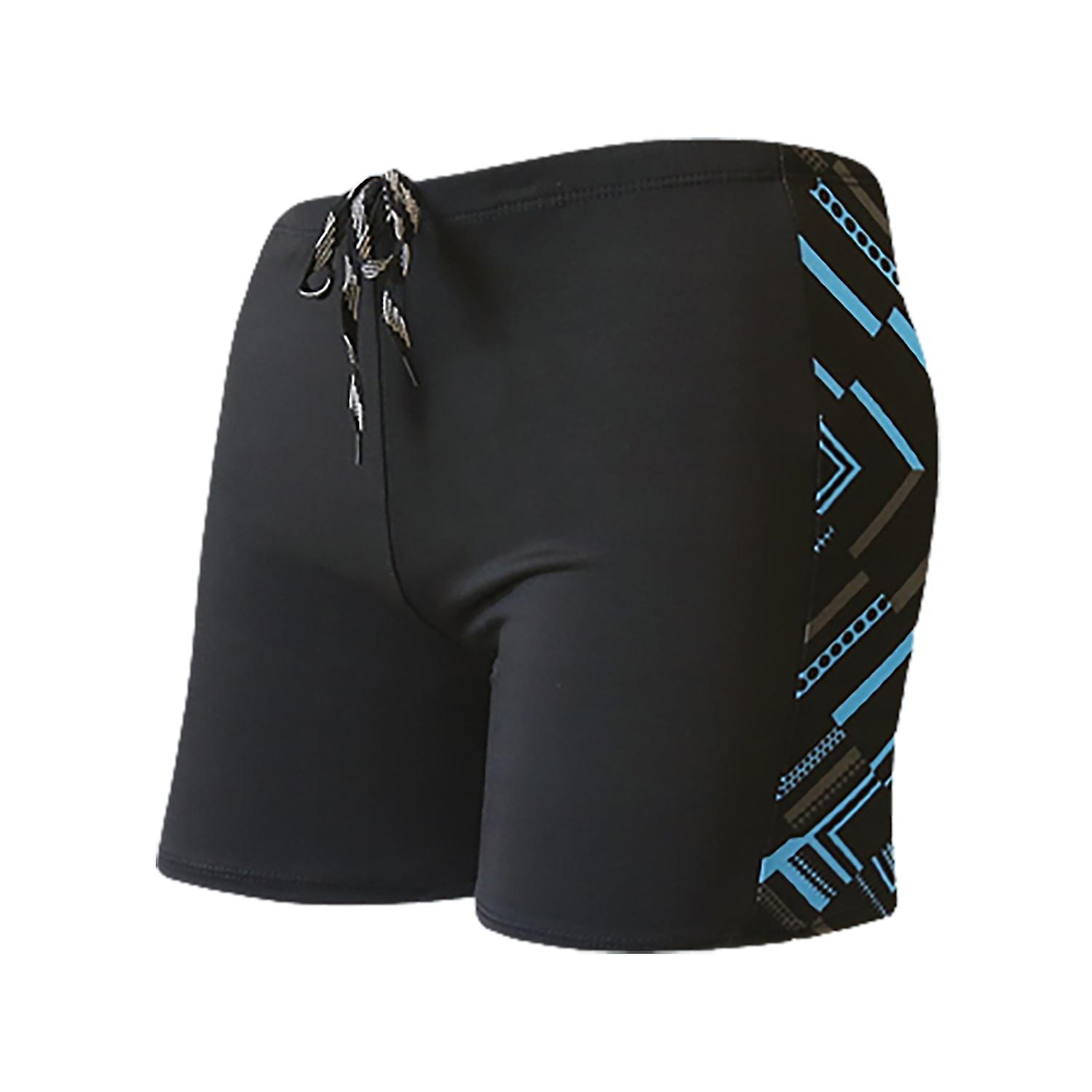 Inner Drawstring Mid-rise Swimming Trunks with Lining Streamlined Design Men Shark Print Stitching S