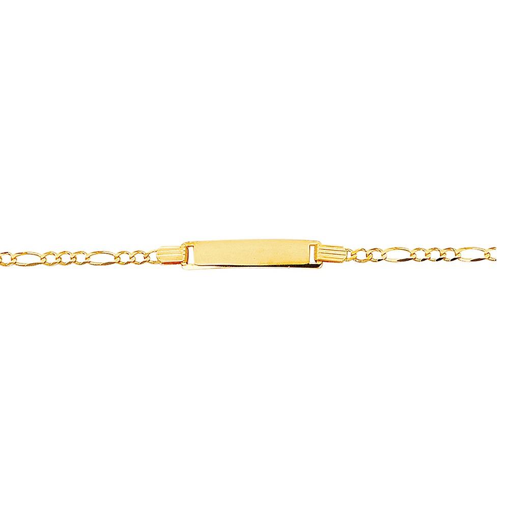 14k Yellow Gold 6 Inch Shiny Classic Figaro ID Bracelet With Lobster Clasp Identification-Bracelet