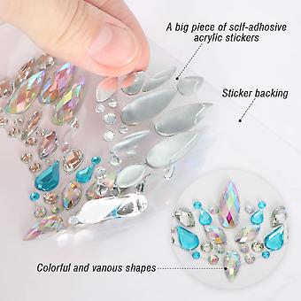 Veeki Halloween Face jewels festival Women Face Gems Glitter 6 Sets Rhinestone Rave Festival Face Jewels,Crystals Face Stickers Eyes  Body Temporary T