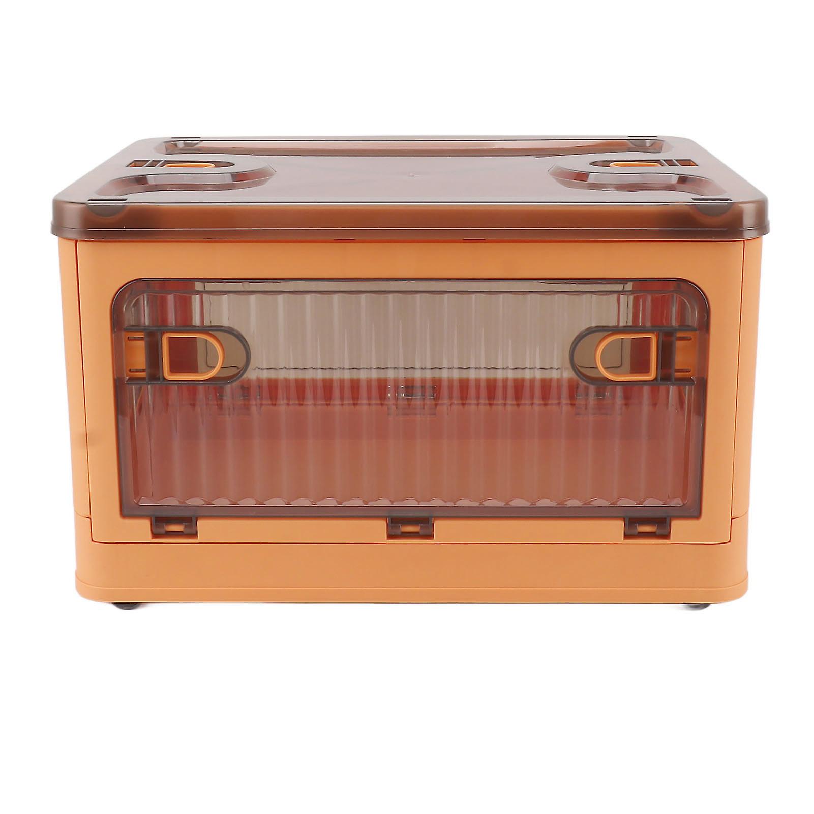 Small Foldable Plastic Storage Box Stackable Storage Bin with Lid for Closet Organizers Storage Orange