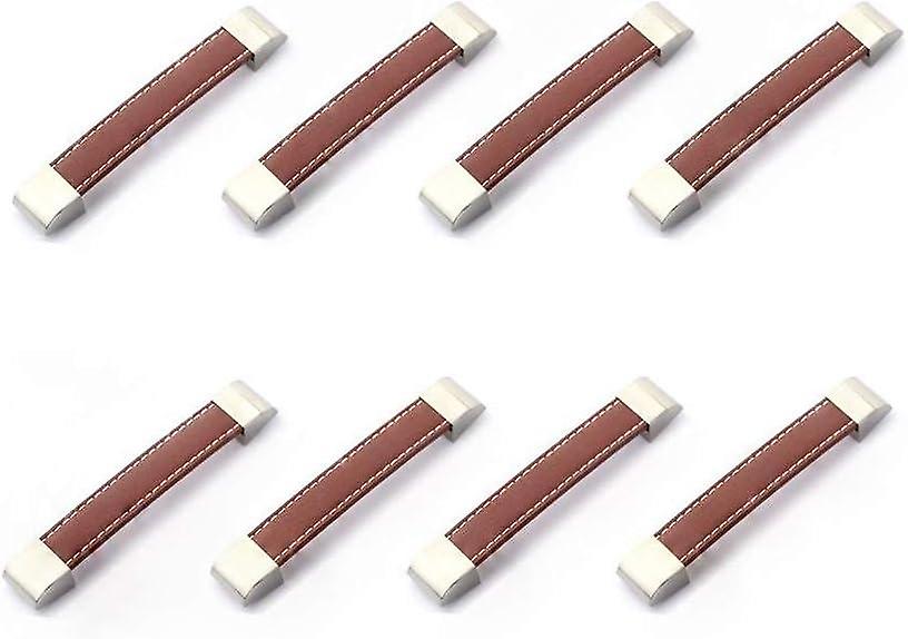 Set of 8 Metal and Leather Drawer or Cabinet Pulls-C