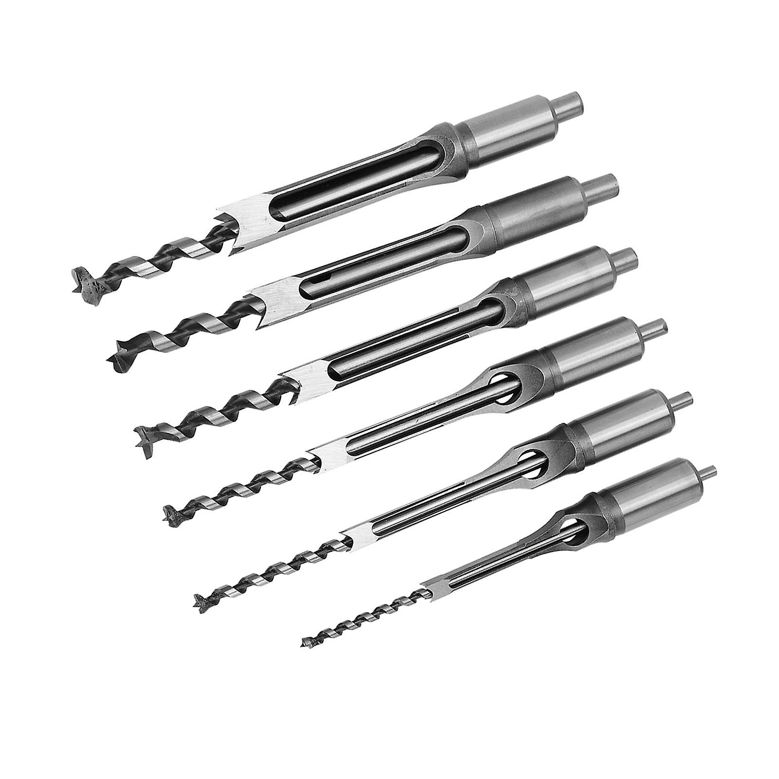 6Pcs SquaRe hole Saw Auger Drill Bit Mortising Chisel Woodworking Tool