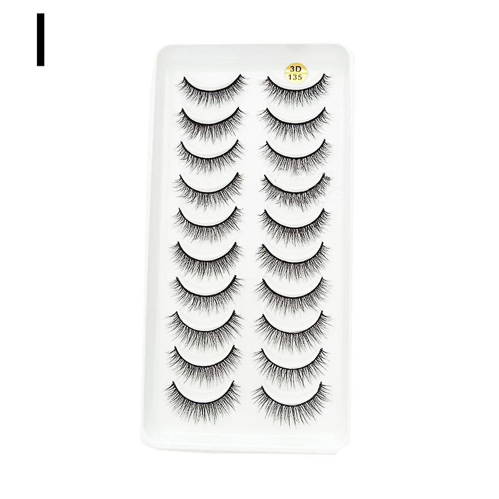 10 Pairs Natural False Eyelashes Reusable Soft Lightweight Easy to Apply
