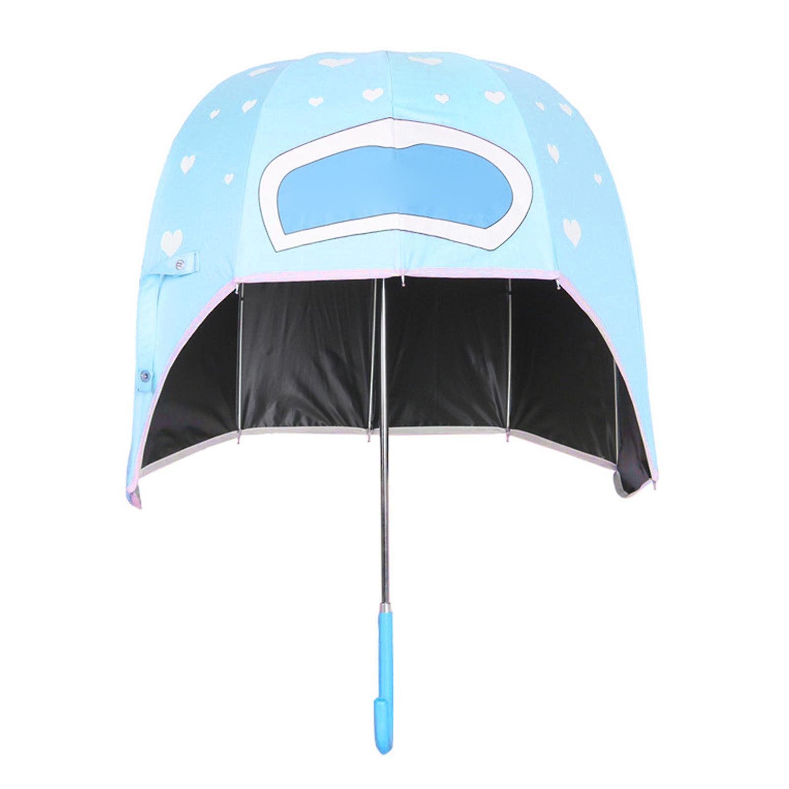 Casco carino Ombrello Resistente ai raggi UV Antivento Antipioggia Casco A Forma di Cupola Ombrello Bolla Ombrello Copertura per Tutte Le Stagioni Adulto Blu