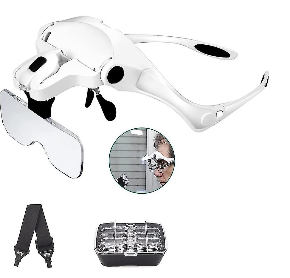 Magnifying Glasses with 2 LEDs - 5 Detachable Lenses (1.0X to 3.5X,215*150*185mm) - Illuminated Magn