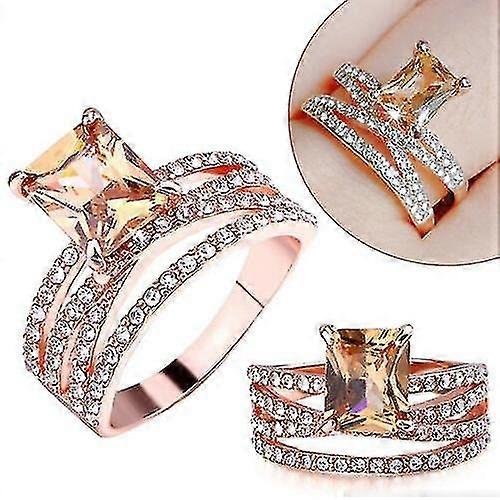 Yüzük Katlanır Geometrik Topaz Kare Gül Altın Takı Fourtunes 3 Yüzük Katlanır Moda