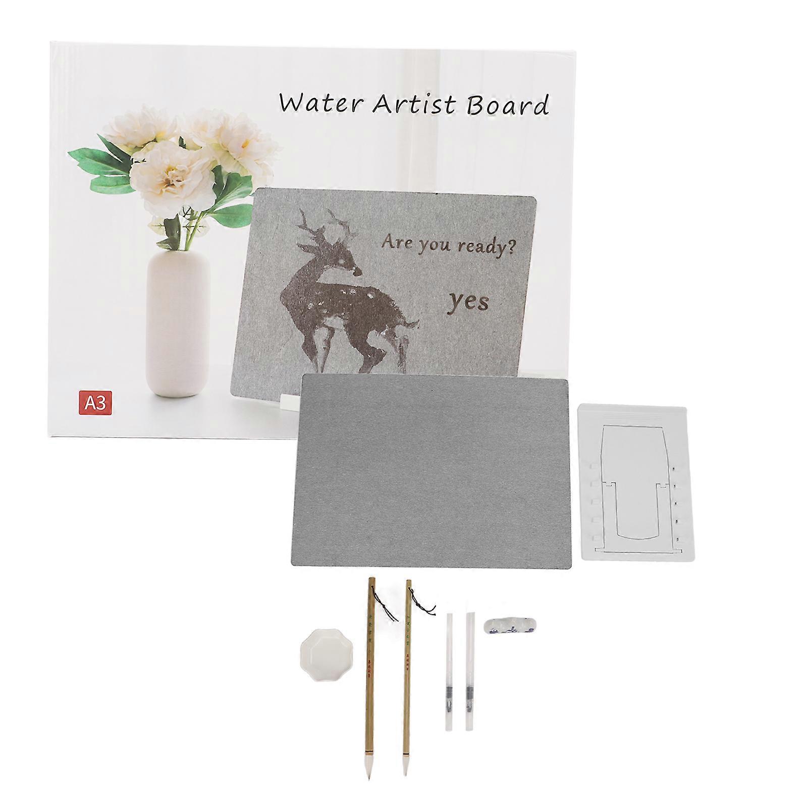 Water Drawing Board Clear Water Writing Pp Bottom Plate Reusable Foldable Stand Meditation Art Board For Learning