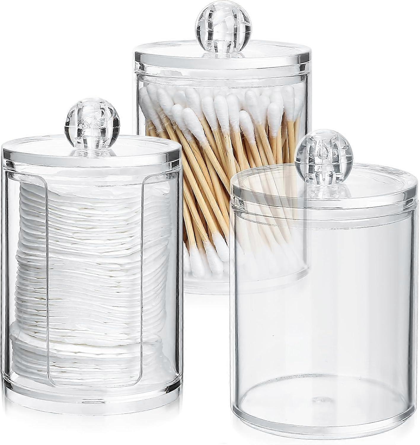 3 Pcs Cotton Swab Box, Cotton Swab Box, Container Holder Cotton Box Transparent Pads for Bathroom Organizer Cotton Swab Balls