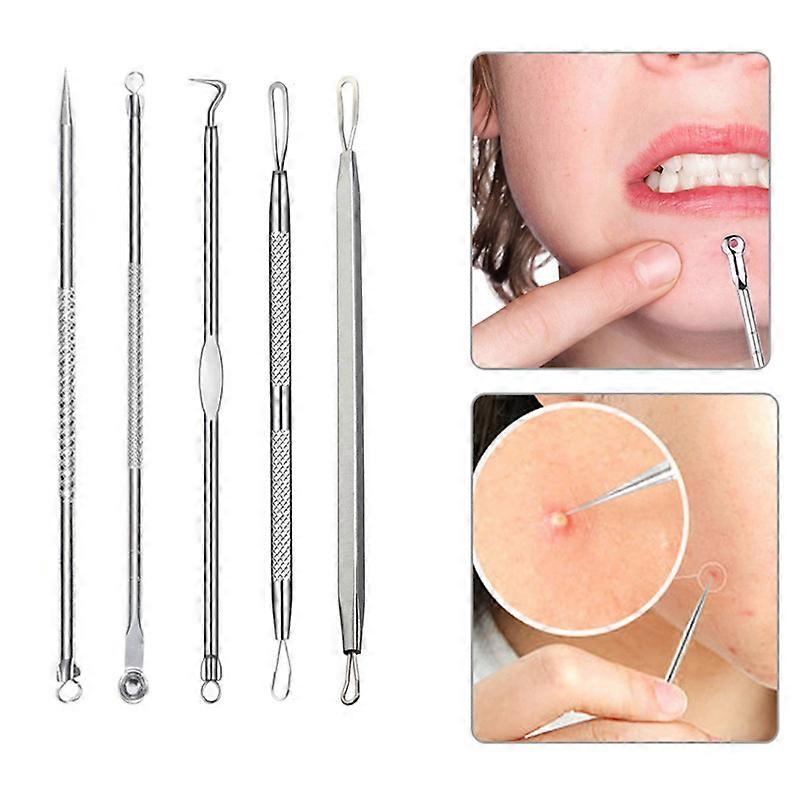 (5 Piece Kit) - Professional Stainless Pimples Comedone Extractor Removal Tool
