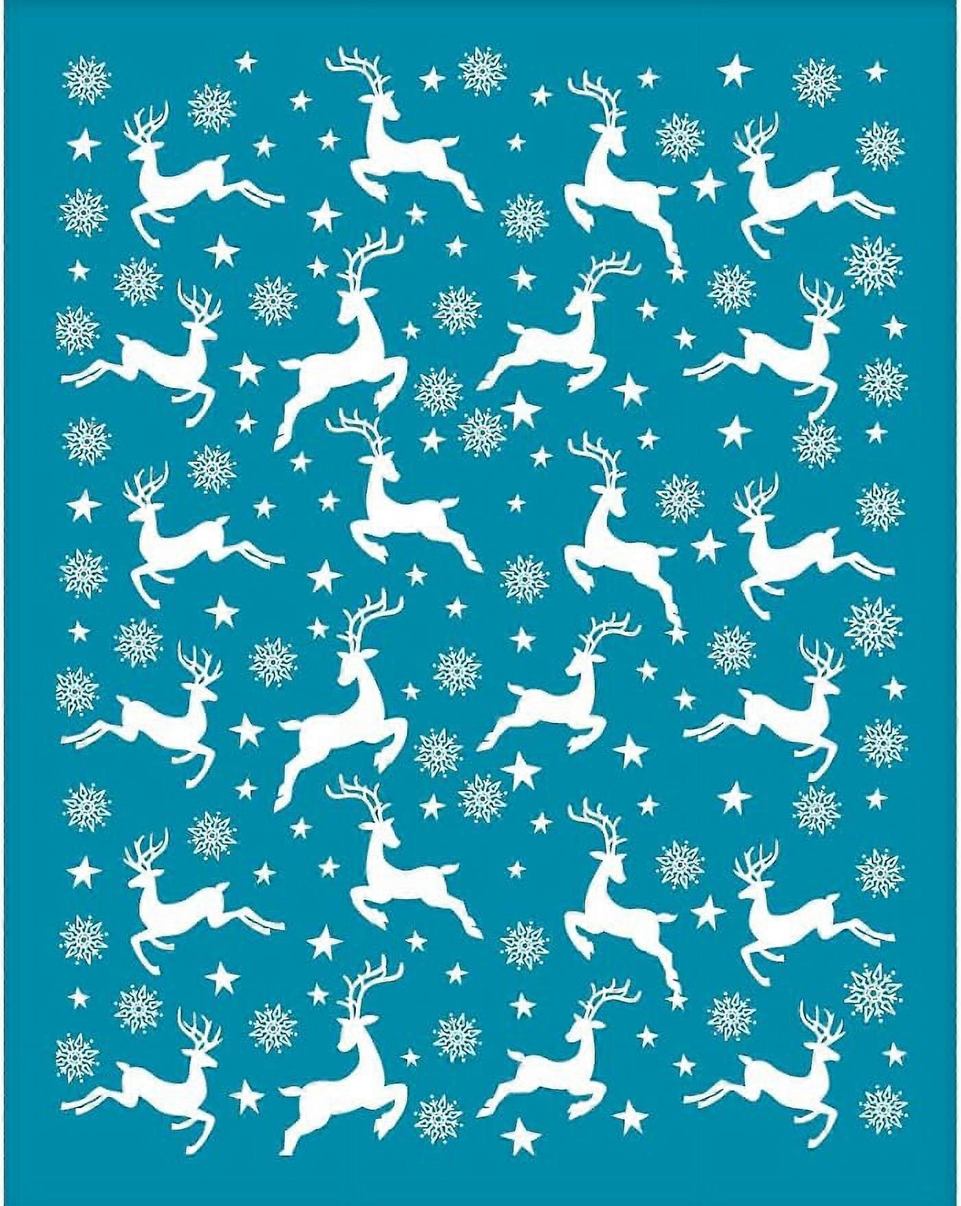4x5 Inch Clay Stencils Reindeer Pattern Silk Screen for Polymer Clay Christmas Elk Silk Screen Stencils Mesh Transfer
