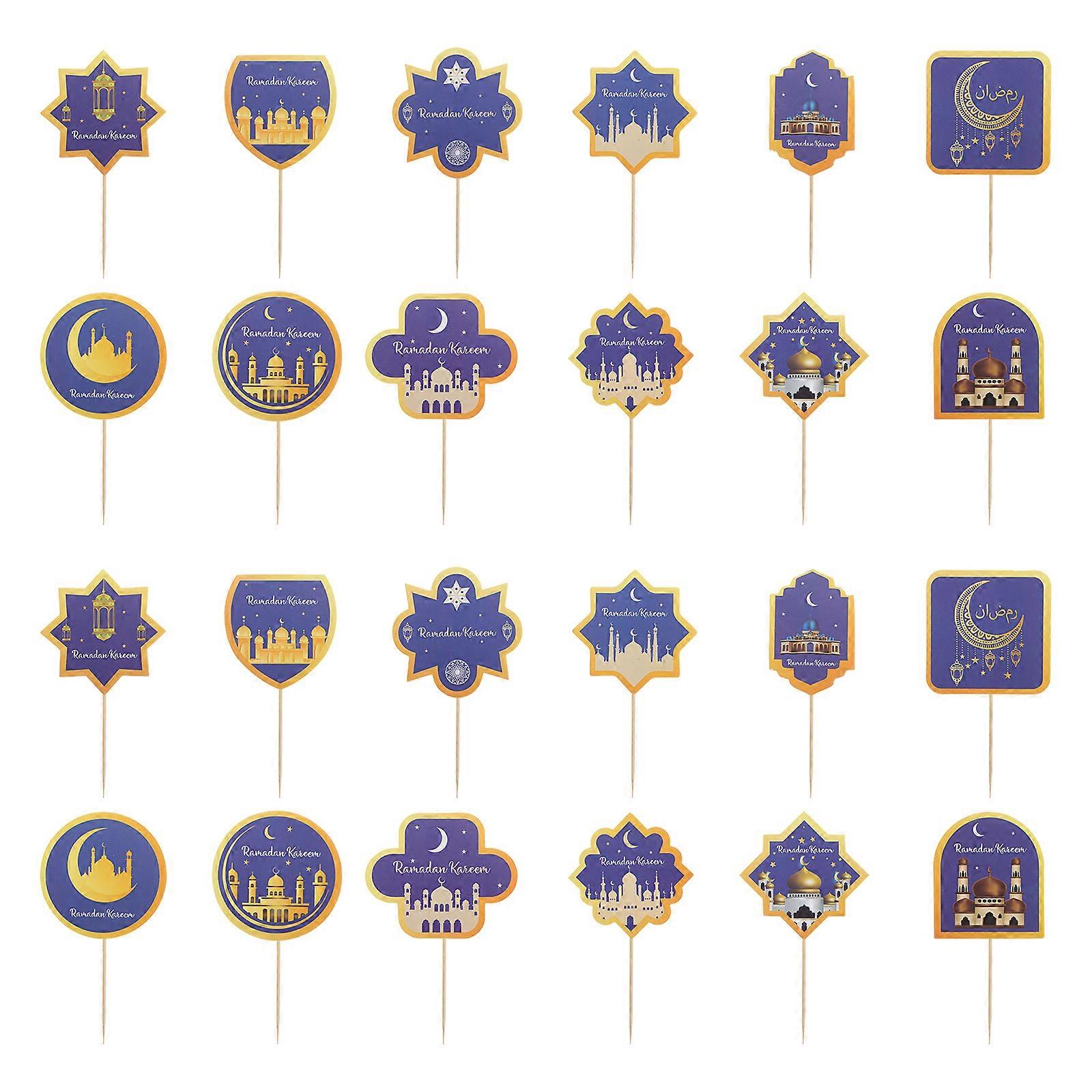 36Pcs EID Theme Design Cake Picks Baking Dessert Decoration Ramadan Supply