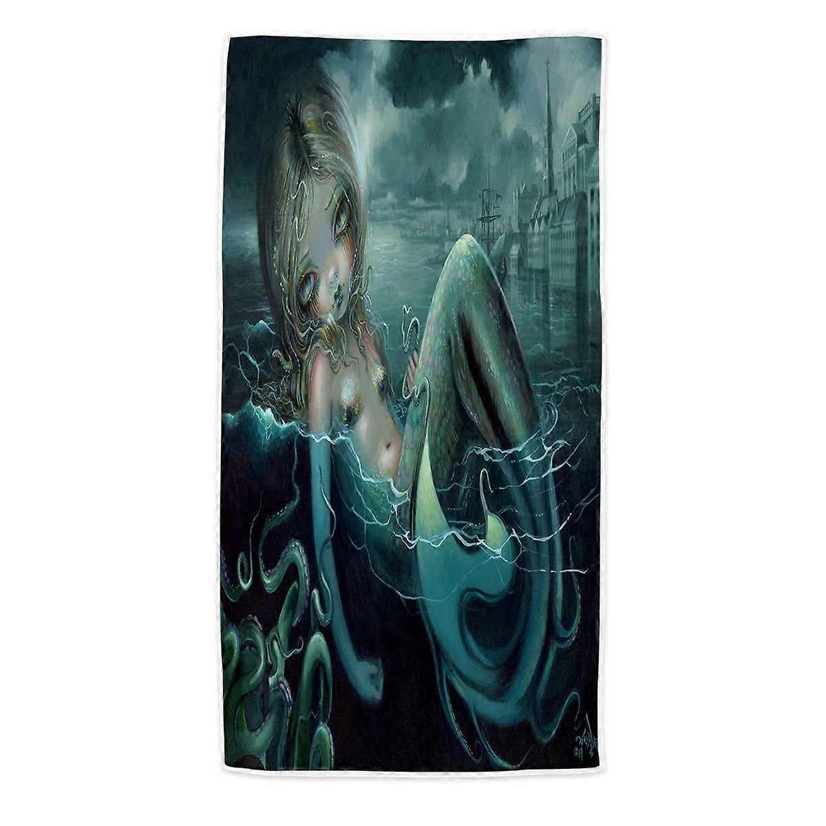 Scary Underwater Art Innsmouth Mermaid Microfiber Beach Towel