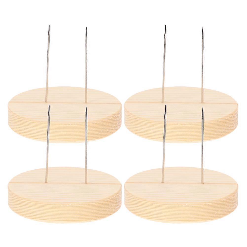 4pcs Wooden Base Needle Stands Crochet Dolls Holder Felting Dolls Display Holder