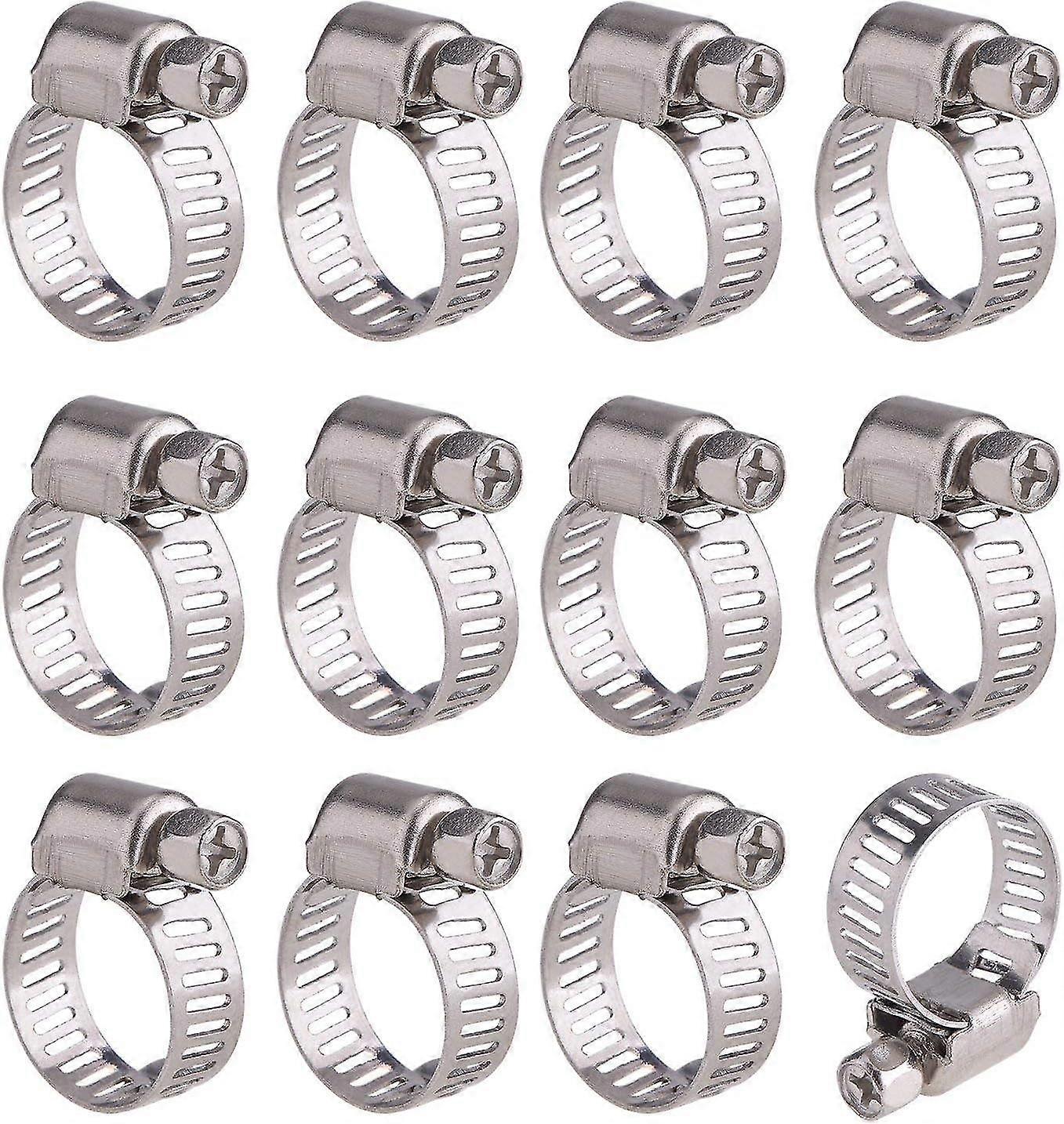 12 Pieces Adjustable Hose Clamp Stainless Steel Hose Clamps Clips Fastener (9-16 mm)