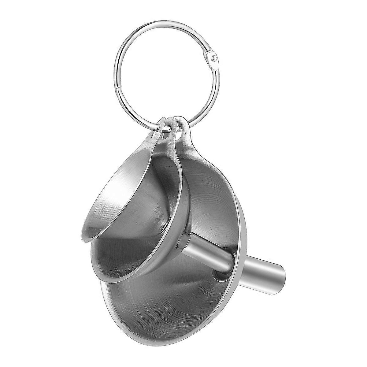 BESTONZON 3PCS Stainless Steel Funnel Spices Essentail Oil Flask Funnel Wine Water Filter Funnel for Home Kitchen