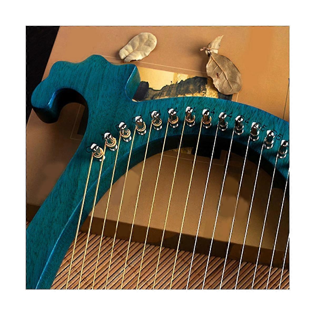Lyre Harp 16 Strings Wooden Musical Instrument String Instrument With Tuning Wrench Spare Strings B