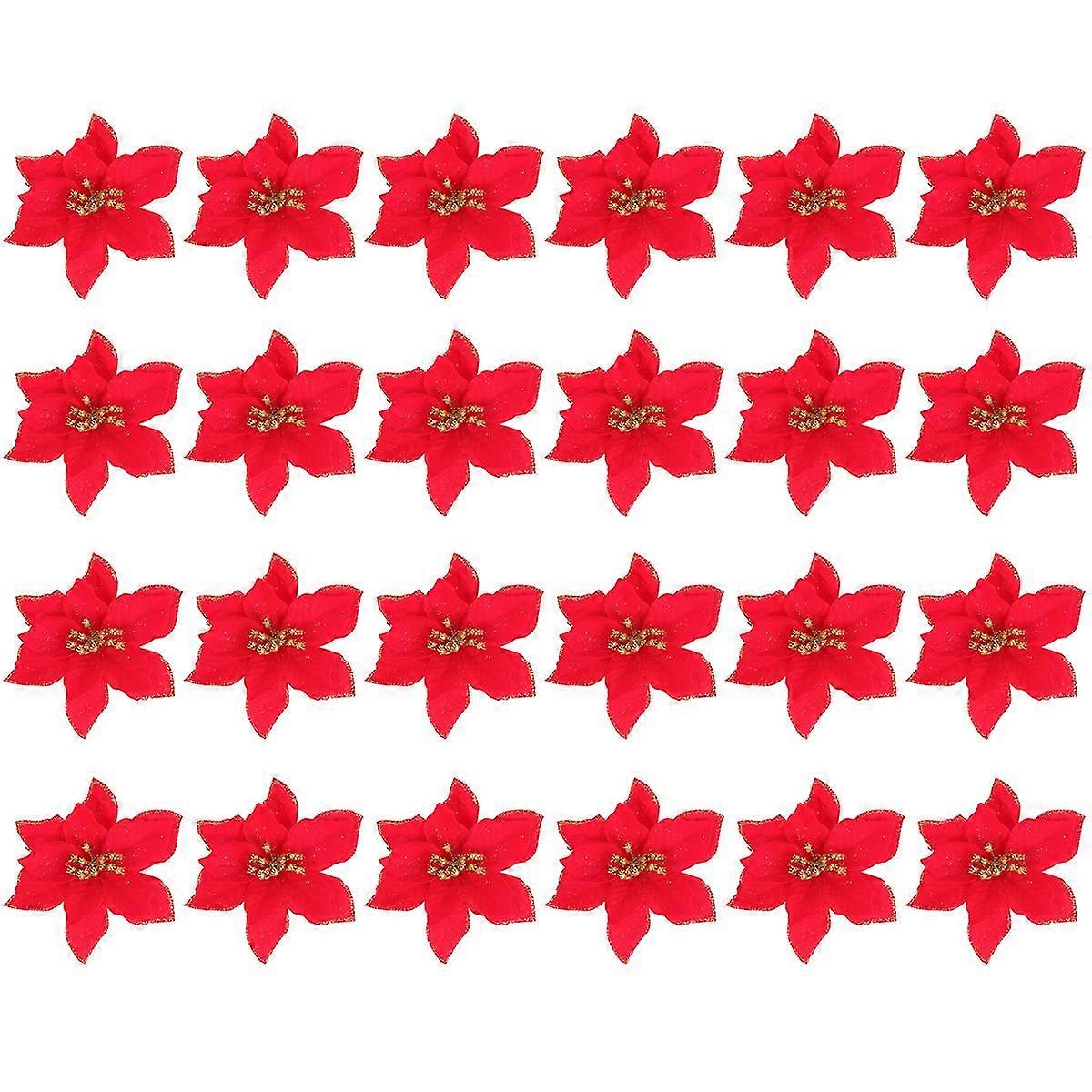 24pcs Christmas Simulation Flower Cloth Flower Decoration Props