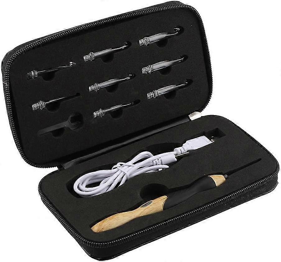 Led Hook Set, 9 In 1 Usb Rechargeable Light Up Hook Hand Weaving Tools Sewing Silicone Handle